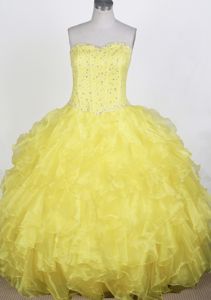 Dreamy Yellow Ruffled Beaded Formal Quinces Dresses in Iquique Chile
