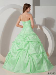 Beading and Pick Ups Apple Green Sweet Sixteen Quinceanera Dresses