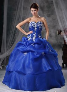 Embroidery and Pick Ups Quinceaneras Dress in Blue near Laramie WY