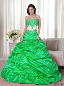 Pick Ups Decorated Sweetheart Quince Dresses in Green near Evanston WY