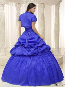 Ruching and Pick Ups Blue Puffy Quinces Dresses in Dubois WY for Ladies