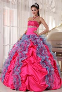 Multi-color Quinceanera Gown with Ruffles and Jewelry in New Martinsville