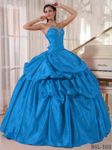 Diamonds Ruche and Pick Ups Blue Quinceanera Gown near Hedgesville