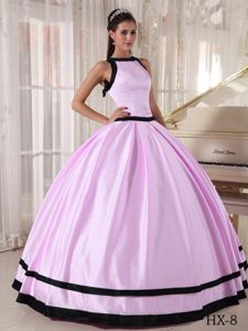 Simple Bateau Puffy Baby Pink Quinceanera Dresses Decorated with Bowknot