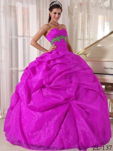 Ruching Appliques and Pick Ups Decorated Quinceanera Dress in Arlinton