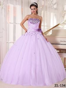 Romantic Lavender Beaded and Ruched Bodice Dresses For Quinceanera