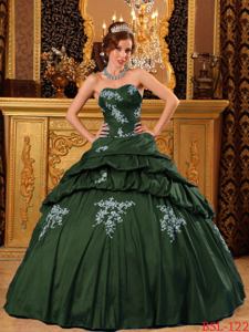 Pick and Appliques Dark Green Quinceanera Gown Dresses in West Union