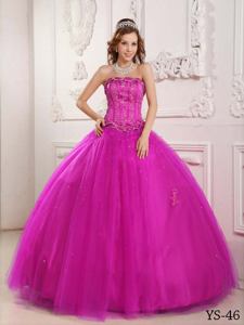 Fuchsia Puffy Dresses For Quinceanera with Embroidery near Elkins WV