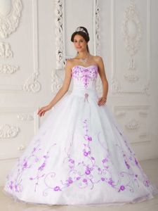 White Strapless Embroidery Quinceanera Dress Custom Made in Moab UT
