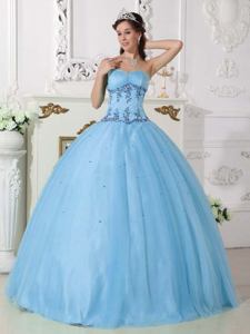 Romantic Sweetheart Light Blue Appliques Quinceanera Dress in Pigeon Forge