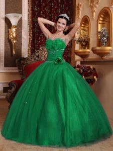 Beaded Sweetheart Floor-length Green Dress For Quinceanera in Columbia SC