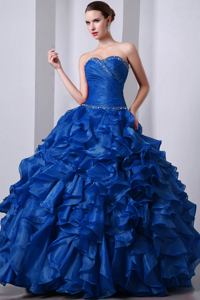 Blue Princess Sweetheart Beading and Ruffles Sweet 16 Dresses in Westborough