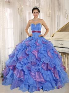 Stylish Multi-color Sweetheart Ruffles With Appliques Sweet Sixteen Dresses