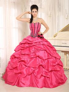 Sweetheart Beaded and Hand Made Flowers Quinceanera Gowns With Pick-ups