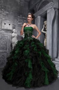 Exclusive Strapless Appliques and Ruffles Multi-color Sweet Sixteen Dresses