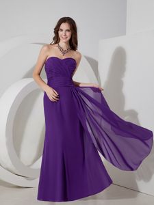 Lovely Sweetheart Floor-length Formal Dress For Damas with Ruche in Purple