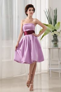 A-Line Knee-Length Strapless Dama Dress with Ruching and Belt in Violet in Perth