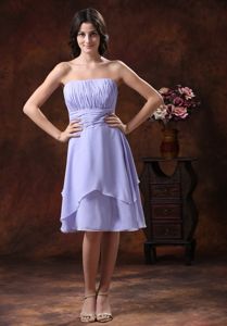 Modest Strapless Ruched Short Dama Dress for Quinceaneras in Lilac Online