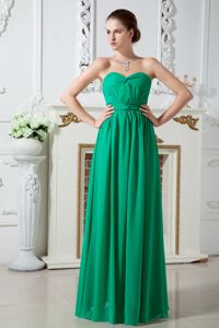 Green Sweetheart Ruched Floor-length Chiffon 15 Dresses For Damas in Kent