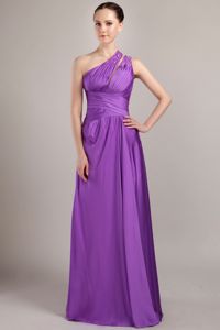 Purple One Shoulder Beading Dama Dress For Quinceanera in Calama Chile