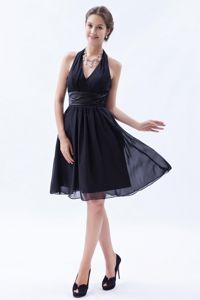 Black Empire Halter Ruches Dama Dress For Quinceanera in Uribia Colombia