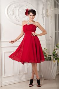 La Ceja Colombia Red A-line Sweetheart Ruches Dama Dress For Quinceanera