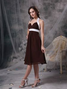Brown Column Halter Ruches Dama Dress For Quinceanera in Baranoa Colombia
