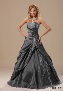 Dark Grey Sweetheart Full-length Quinces Dresses with Embroidery in Utica