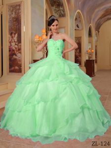 Pretty Apple Green Sweetheart Full-length Dress For Quinceanera with Flowers