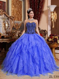 Royal Blue Sweetheart Long Sweet 16 Dresses with Embroidery and Ruffles