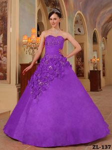 Sweetheart Purple Full-length Quinceaneras Dresses with Flowers in Boise