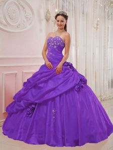 Appliqued Sweetheart Purple Sweet 16 Dresses in Floor-length in Delavan