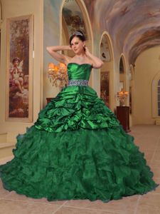 Sweetheart Floor-length Green Quinceanera Dress with Ruffles in Coloma