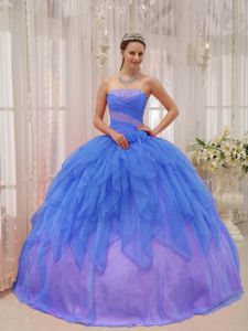 Blue Strapless Floor-length Quinceanera Dresses with Beading in Appleton