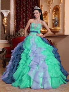 Multi-color Sweetheart Dresses For Quinceanera with Ruffles in Fairchild