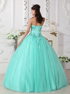 Noble Green Sweetheart Floor-length Quinceanera Gowns with Appliques