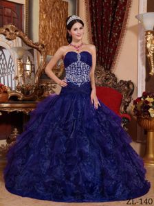 Dark Blue A-line Sweetheart Quinceanera Dress with Beading in Camden