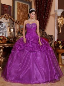 Purple Sweetheart Floor-length Quinceanera Gown Dresses with Beading