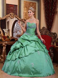 Sweetheart Floor-length Turquoise Dress For Quinceanera with Appliques