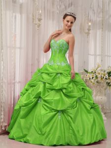 Spring Green Sweetheart Sweet 16 Dresses in Floor-length with Pick-ups