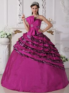 Nice Fuchsia Strapless Floor-length Sweet Sixteen Dresses with Pattern