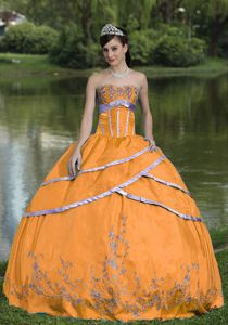 Newest Orange Quinces Dress with Appliques in Moreno Argentina