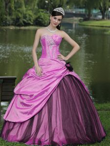 2013 High-class Beaded Pink Ball Gown Quince Dresses in Troy Alabama