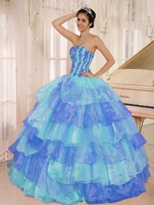 Appliqued Two-Toned Organza Sweet 15 Dresses with Layered Hem in Fashion