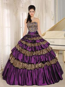 Leopard Multi-color Dress for Quinceanera with Layers in Tartagal Argentina