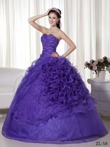 Beautiful Beaded Ruffled Purple Quinces Dresses for 16 Birthday Party