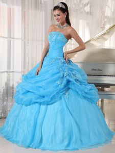 Best Seller Pick-ups Appliqued Baby Blue Quinces Dresses in Fashion