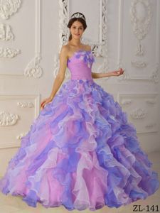 Recommended Ruffled Colorful Sweet 15 Dresses with Flowers in Fashion