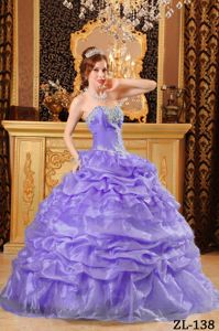 New Lavender Ball Gown Dress for Quinceanera with Appliques and Pick-ups