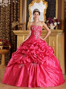 Hot Pink Ball Gown Strapless Pick-ups Taffeta Sweet 16 Dress in Carlisle